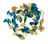 Aneway® Gem Jam™ NAIL RHINESTONES | GEMSTONES-2-MATCH™ | LARGE CRYSTAL FACETED DIAMOND FLATBACK | № 1 EMERALD AB - Rhombus 6X10mm