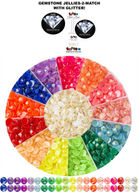 Aneway® Gem Jam™ | COLOR NAIL GEL | GEMSTONE JELLIES-2-MATCH WITH GLITTER | ROUND FACETED FLATBACK