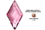 Aneway® Gem Jam™ NAIL RHINESTONES | GEMSTONES-2-MATCH™ | LARGE CRYSTAL FACETED DIAMOND FLATBACK | № 15 PINK - Rhombus 6X10mm