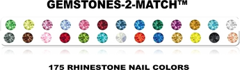 Aneway® Gem Jam™ Nail Gel | GEMSTONES-2-MATCH™ | 175 Nail Rhinestone Colors | Color Chart #101-#175 | CRYSTAL ROUND FACETED FLATBACK RHINESTONES