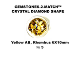Aneway® Gem Jam™ NAIL RHINESTONES | GEMSTONES-2-MATCH™ | LARGE CRYSTAL FACETED DIAMOND FLATBACK | № 5 YELLOW AB, Rhombus 6X10mm