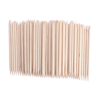 Cuticle Sticks | Pro Nail Manicure Pusher & Product Remover | Birch Wood 25 Ct. Point + Bevel Edge Tip