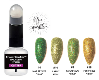 BRUSH + DAUBER™ GLITTER LACQUER (NAIL POLISH) | DUO APPLICATION ARTISAN BOTTLE + Born To Sparkle™ | ST. PATRICK DAY COLLECTION
