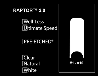 PRE-ETCHED® PRO NAIL TIPS™ | CLEAR RAPTOR™ 2.0 | WELL-LESS NAIL TIPS | 20 CT.