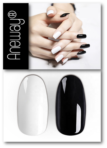 Aneway® Super Black Gel + Super White Gel | Nail Polish Duo | 1/2 Fl. Oz. | Simply The Best!