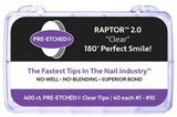 PRE-ETCHED® WELL-LESS NAIL TIPS | Pro Nail Tips™ RAPTOR™ 2.0 | 400 CT. BOX NAIL TIPS | WHITE, NATURAL, CLEAR
