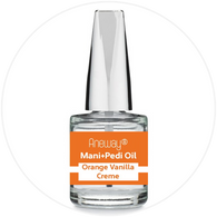 Mani + Pedi™ CUTICLE OIL  - infused with *Orange Vanilla Creme (EO) - 1/3 FL. OZ.  (Full-Size) Glass Bottle (Brush-On) - Never Sticky or Greasy!