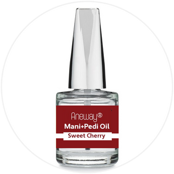 Mani + Pedi™  CUTICLE OIL - infused with *Sweet Cherry (EO) - 1/3 FL. OZ.  (Full-Size) Glass Bottle (Brush-On) - Never Sticky or Greasy!