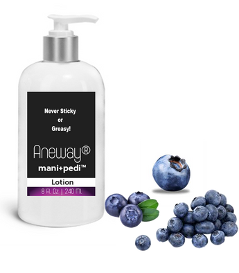 Aneway® Mani+Pedi™ CARE - Hand & Body Lotion - Blazin' Blueberry (F.O) - 8 Oz. Clear Bottle -  Never Sticky or Greasy!