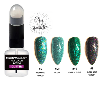 BRUSH + DAUBER™ GLITTER LACQUER (NAIL POLISH) | DUO APPLICATION ARTISAN BOTTLE + Born To Sparkle™ | ISLAND ESCAPE COLLECTION