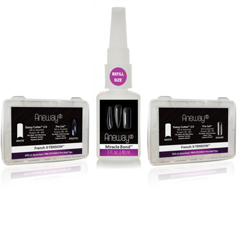 Aneway® French X-TENSION™ FULL COVER - PRE-ETCHED® Pro Gel Nail Tip Extension System - DELUXE KIT - NATURAL/STILETTO