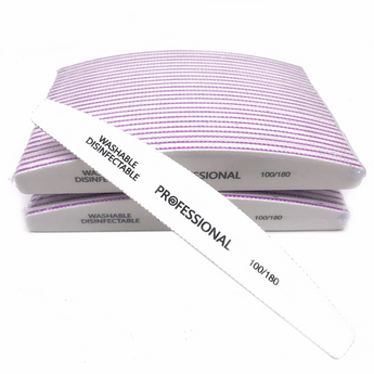 Aneway® SKINNY DIP™ NAIL PROFESSIONAL LARGE MOON SHAPE | WHITE - 100/180 Grit Pro Nail File - Washable & Disinfect-able