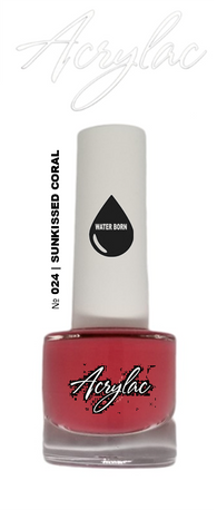 Water Based Nail Polish Shade #024 | SUNKISSED CORAL | Acrylac® Water Born™ | Hybrid Acrylic + Gel Nail System | Starter Set