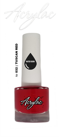Water Based Nail Polish Shade #032 | TUSCAN RED | Acrylac® Water Born™ | Hybrid Acrylic + Gel Nail System | Starter Set