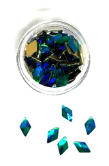 Aneway® Gem Jam™ NAIL RHINESTONES | GEMSTONES-2-MATCH™ | LARGE CRYSTAL FACETED DIAMOND FLATBACK | № 1 EMERALD AB - Rhombus 6X10mm