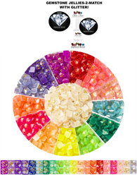 Aneway® Gem Jam™ | COLOR NAIL GEL | GEMSTONE JELLIES-2-MATCH WITH GLITTER | SQUARE FACETED FLATBACK