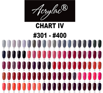 Acrylac® WATER BORN™ | ACRYLIC PAINT NAIL POLISH COLORS | CHART IV | SHADES #301 - #400