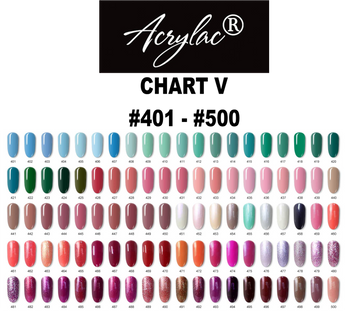 Acrylac® WATER BORN™ | ACRYLIC PAINT NAIL POLISH COLORS | CHART V | SHADES #401 - #500