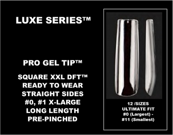 LUXE SERIES™ SOFT GEL (SOAK-OFF) CLEAR FULL COVER WELL-LESS NAIL TIPS | PRO GEL TIP™ | SQUARE XXL DFT™ | 40 CT. REFILL PACKAGES | 12 SIZES