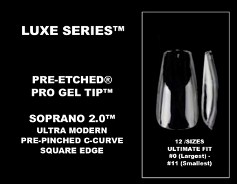 SOPRANO 2.0™ (ULTRA MODERN SQUARE) NAIL TIPS | LUXE SERIES™ PRO GEL TIPS™ FULL COVERAGE WELL-LESS CLEAR GEL NAIL TIPS | 40 CT. REFILL PACKAGES | 12 SIZES