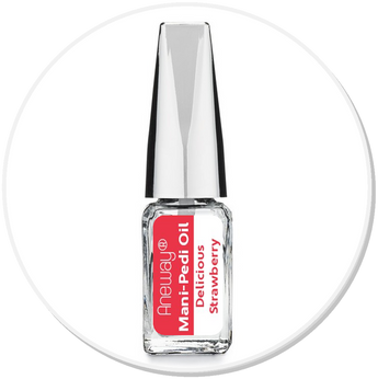Mani + Pedi™ CUTICLE OIL - infused with *Delicious Strawberry (EO) - Travel Size Glass Bottle (Brush-On) - Never Sticky or Greasy!