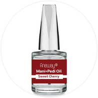 Mani + Pedi™  CUTICLE OIL - infused with *Sweet Cherry (EO) - 1/3 FL. OZ.  (Full-Size) Glass Bottle (Brush-On) - Never Sticky or Greasy!