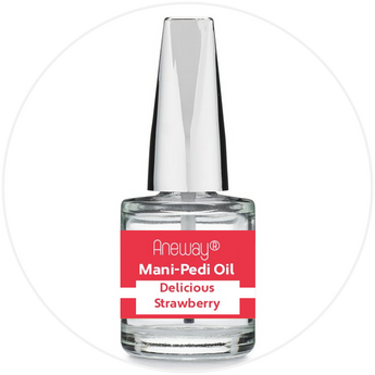 Mani + Pedi™ CUTICLE OIL - infused with *Delicious Strawberry (EO) - 1/3 FL. OZ.  (Full-Size) Glass Bottle (Brush-On) - Never Sticky or Greasy!